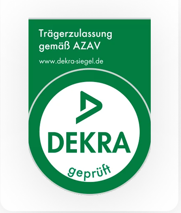 DEKRA-Siegel für AZAV-Trägerzulassung im Bereich AVGS-Coaching