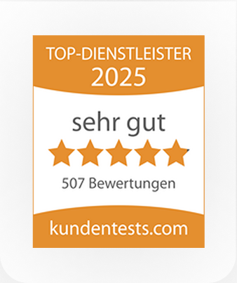 Kundentests.com Bewertungssiegel Top-Dienstleister 2025 für AVGS-Gründungsberatung
