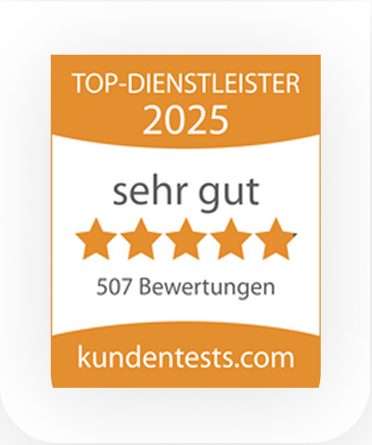 Kundentests.com Bewertungssiegel Top-Dienstleister 2025 für AVGS-Gründungsberatung